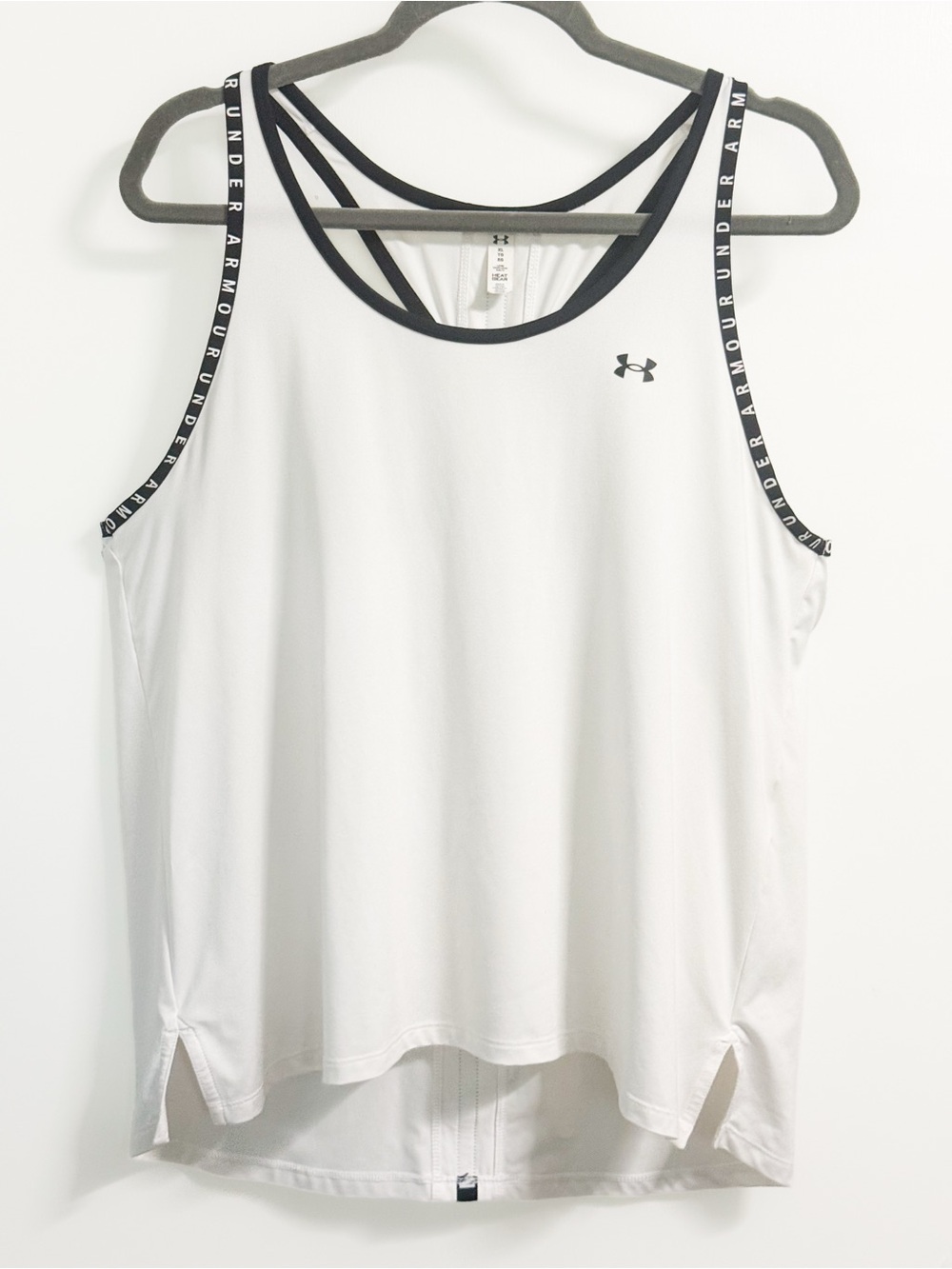 Under Armour HeatGear Loose Tank Top XL Black White Logo Strap